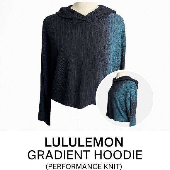 Lululemon Lab Varsa Hoodie Aurora Glow Jacquard Black True Navy M - Picture 1 of 9